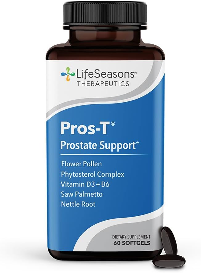 Pros-T - Prostata-Supplement - Saw Palmetto, Phytosterol, Zink, Nettle, Vitamin D-3 & B6 - Förderung gesunder Prostata-Funktion & Normaler Urinärfluss - Verbesserung der Gewebeintegrität - 60 Softgels