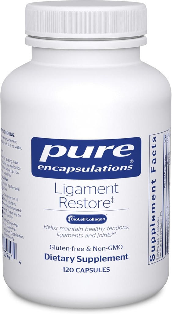 Encapsulations pures - Rétablissement du ligament - Supplément diététique aide à maintenir des tendons, des ligaments et des articulations sains - 120 capsules