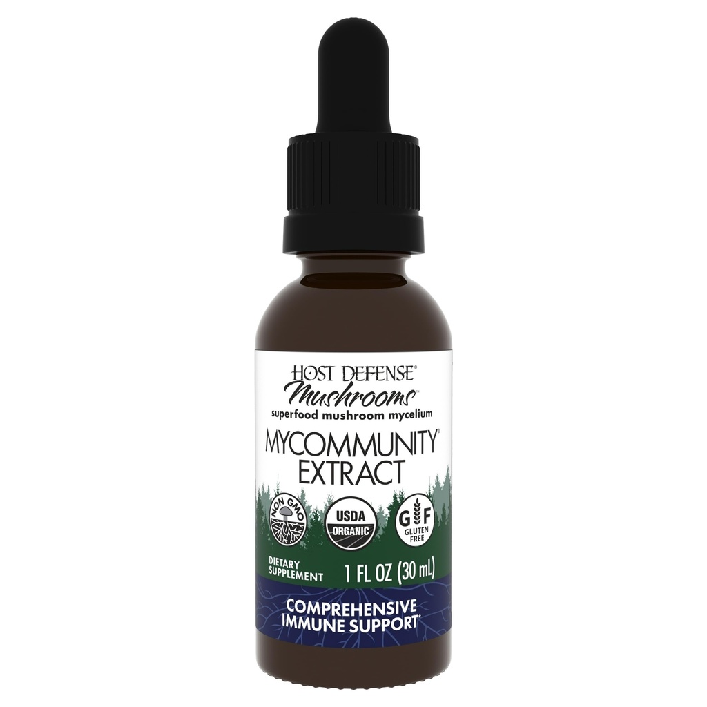 Host Defense MyCommunity Extract - 17 Arten Blend Pilz-Ergänzung für Immununterstützung - Extrakt mit Lion's Mane, Reishi, Chaga, Cordyceps, Turkey Tail & More - 1 fl oz (30 Servierungen)*