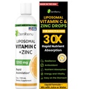 Zenrenu Liposomal Vitamin C und Zink flüssiges Getränk für Erwachsene & Kinder - Non GMO Sonnenblume Lecithin - Max Antioxidant & Immune Unterstützung, 5 oz / 150 ml