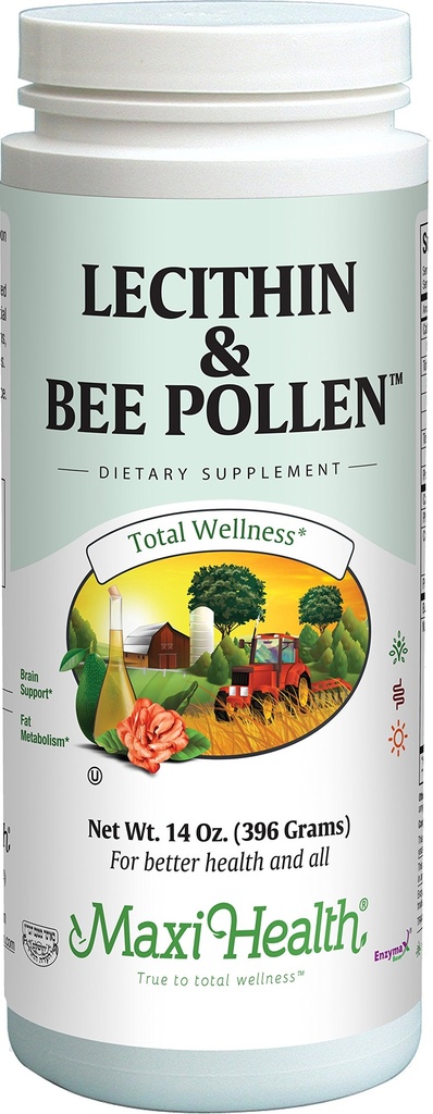 Maxi Health Lecithin & Bee Pollen - Soutien au cerveau, à l'énergie et à la digestion - Poudre de 14 oz - Kosher