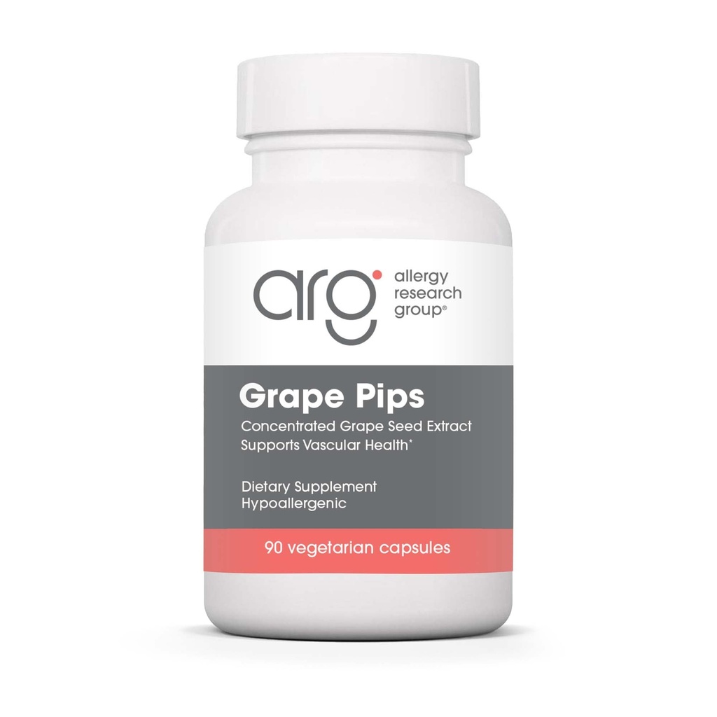 Groupe de recherche sur l'allergie Pinces de raisins - Extrait de graines de raisins, Proanthocyanidines, Polyphénols, supplément à base de plantes, biologique, capsules de 300 mg - 90 Compte