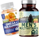 Number One Nutrition N1N Premium Men's Daily Multivitamin [Vitamins A C E D, Magnesium, Zinc] and Omega 3 6 9 + DHA Gummies [Vegan, Plant-Based], 2 Pack Bundle