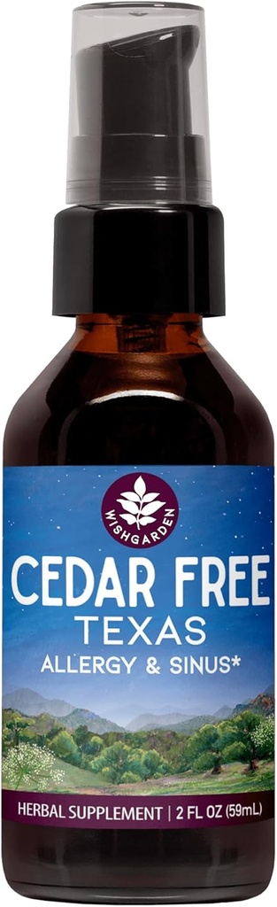 WishGarden Kräuter Cedar-Free Texas Allergy & Sinus - Pflanzenbasierte Kräuter Allergy Relief für Erwachsene, Hilft beruhigen Cedar Fever Symptome, Zone 5 Allergie Formel, Texas Cedar Fever Allergy Relief Tropfen, 2oz