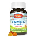 Carlson - Gommies de vitamine D3 pour les enfants, 1000 UI (25 mcg), Santé des os et de l'immunité Soutien, croissance et développement, Gommies de vitamine D, Vitamines de Gummy D3, Saveurs naturelles de fruits, 60 Gommies végétariennes