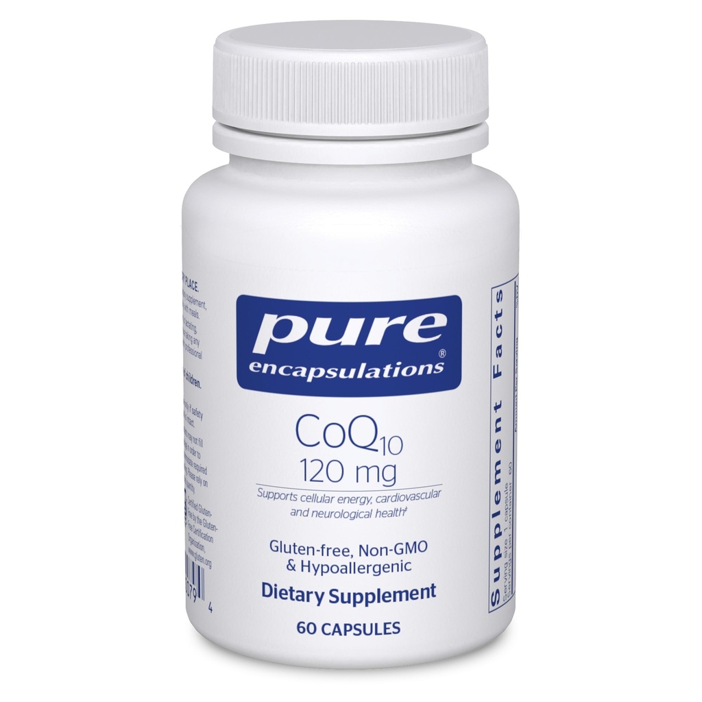 Encapsulations pures CoQ10 120 mg - Coenzyme Q10 Supplément pour la santé cardiaque, l'énergie, les antioxydants, le cerveau et la mémoire Santé - Santé cellulaire, cognition et soutien cardiovasculaire* - 60 capsules