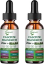 Calcium Magnesium Zink Flüssigkeitstropfen, flüssiges Magnesium Glycinat 500mg Calcium 1000mg mit Vitamin D3,K2,B6,B12,Coq10,6X Stärker als Gummikapseln (2 Pack)