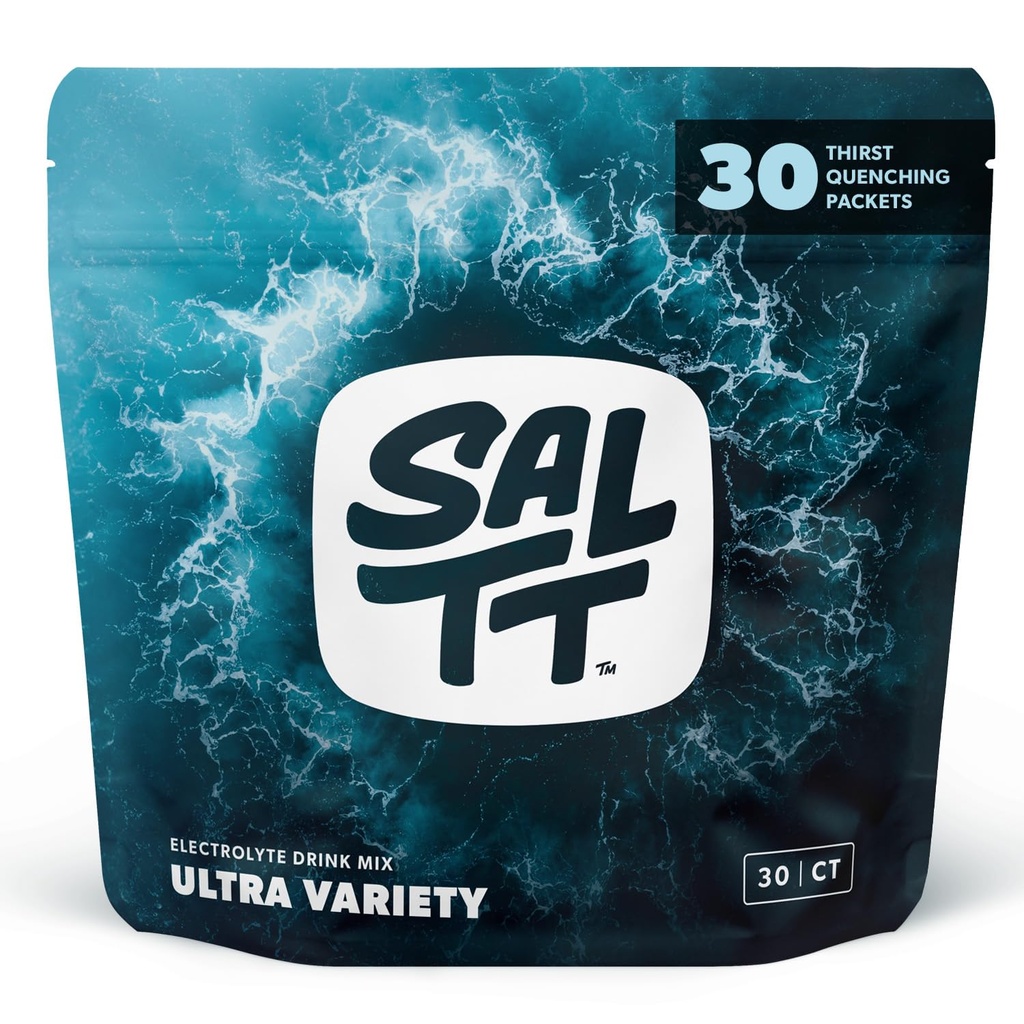 SALTT Elektrolyte Pulverpackets, Ultra Variety Pack (30 Packets) - Magnesium, Kalium, Natrium, Trace Minerals - Vegan, Zuckerfrei, Glutenfrei - Travel Essentials - Made in USA