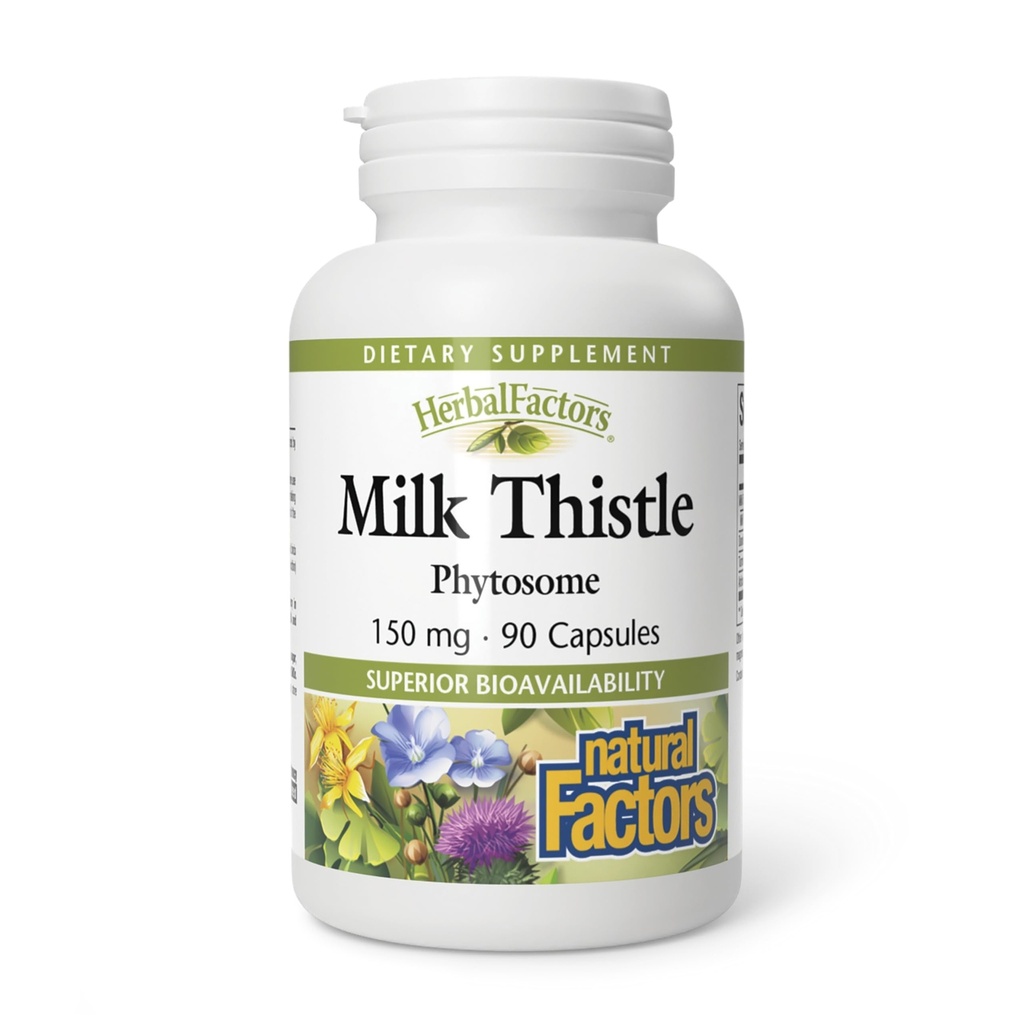 HerbalFactors by Natural Factors, Milk Thistle Phytosome, Fördert gesunde Leberfunktion mit Dandelion und Turmeric, 90 Kapseln (90 Portionen)