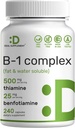 SUPPLÉMENT DE DÉAL Vitamine B1 500mg avec Benfotiamine, 240 Capsules – 2 en 1 Formule améliorée – Supplément en thiamine soluble dans le gras et l'eau – Troisième partie testée, non-OGM, sans gluten