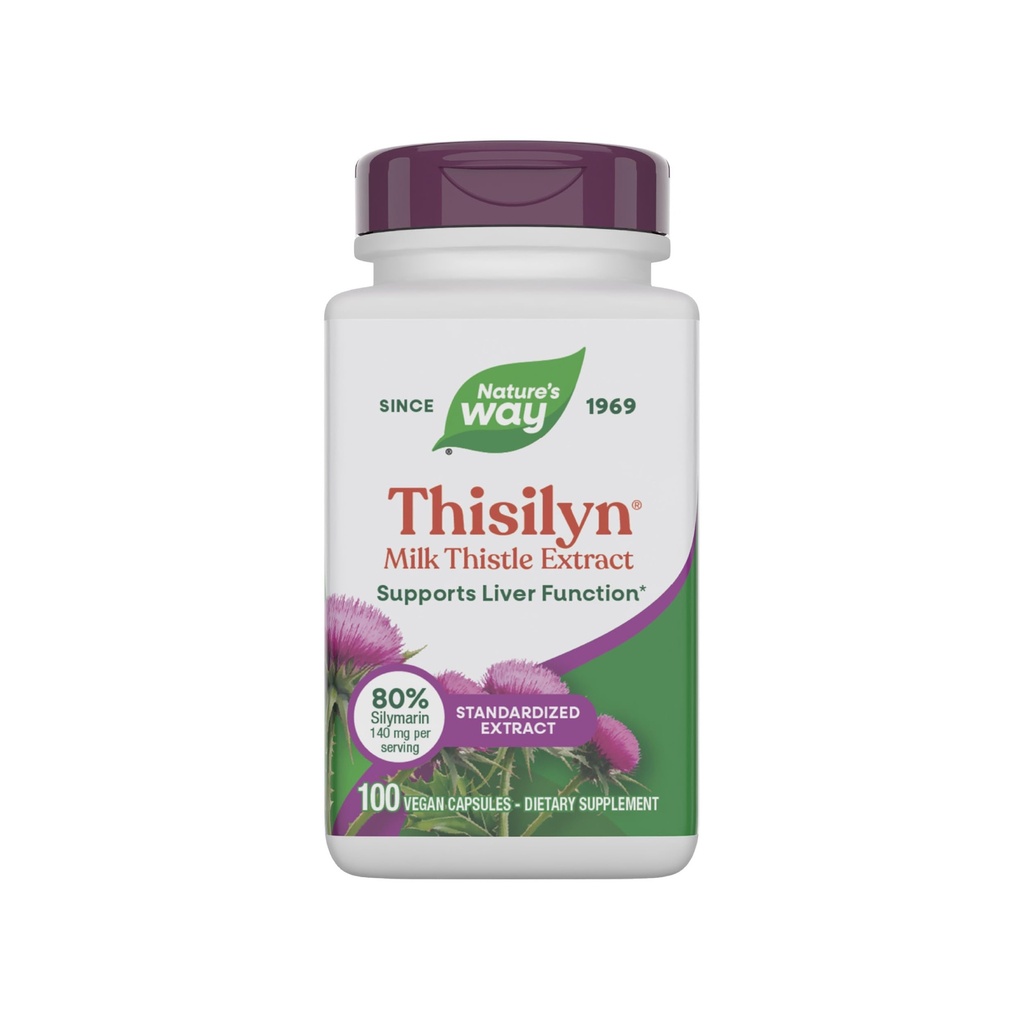Nature's Way Thisilyn mit Standardisiertem Milchdistelextrakt, unterstützt Leberfunktion*, Silymarin, Vegan, 100 Kapseln (Packaging May Vary)
