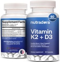 Vitamine D3 K2 Capsules pour hommes et femmes - K2 D3 Supplément de vitamine pour le soutien du coeur et des os sain, système immunitaire et assistance à la circulation sanguine, formulé aux États-Unis, 60 Capsules de Véggie