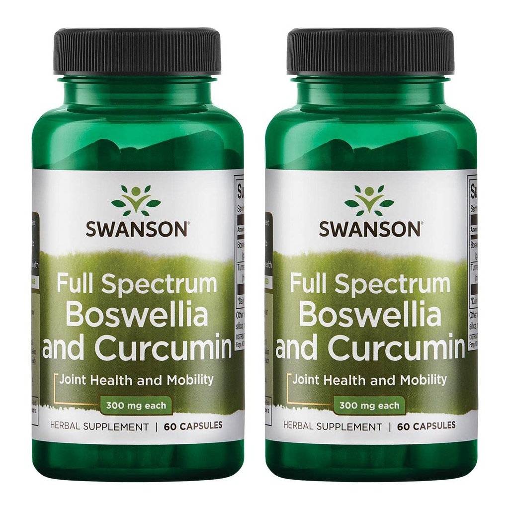 Swanson Full Spectrum Boswellia & Curcumin Formule de bien-être naturel - (60 Capsules) (2 Pack)