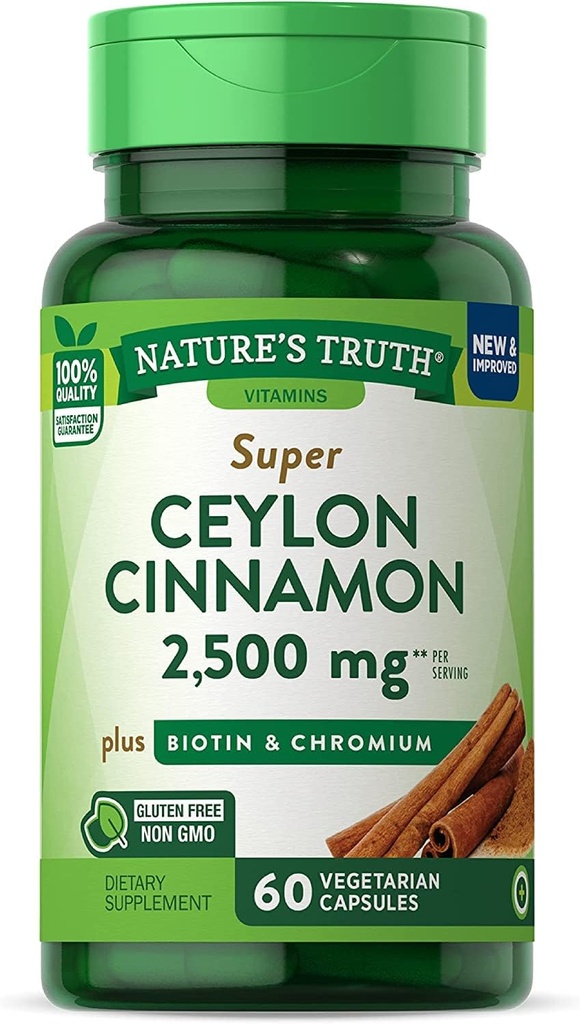 La vérité de la nature Super cannelle Plus Biotine & Chrome Capsules à libération rapide - 60 ct, boîte de 2