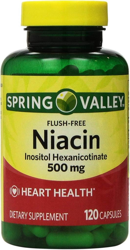Spring Valley - Niacine sans flush (B-3) 500 mg, 240 gélules (2 bouteilles de 120)