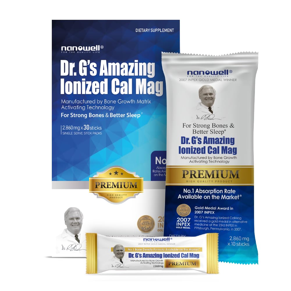 Le Dr G est incroyable Cal Mag ionisé 2,860mg (Premium) - La force osseuse et le supplément de santé osseuse avec des paquets de poudre de calcium et de magnésium ionisé - 30 bâtonnets x 1 paquet (30 Nombre)