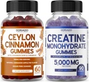 Ceylon Cinnamon (60 Count) - Berberine & Ginseng für Verdauung Gesamt Wellness Support und Creatine Monohydrate (90 Gummi) Delicious Blue Raspberry Chews Flavored Supplement - Non GMO & Made in USA