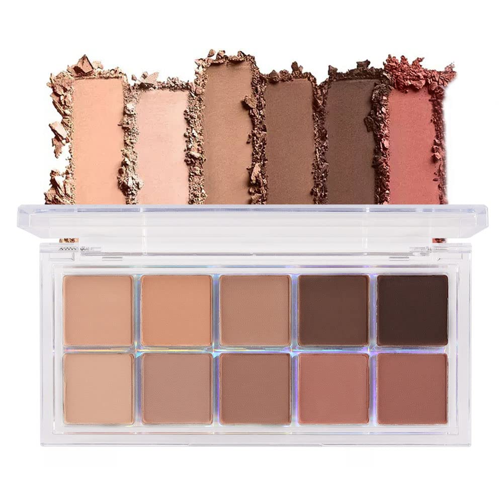 BINGBRUSH 10 Farben Brown Eyeshadow Pallet, Warm Toned High Pigmented Matt Eyeshadow, Natürliche Neutral Eyeshadow Ultimate Makeup Palette, Vibrant Make Up Pallets Kit