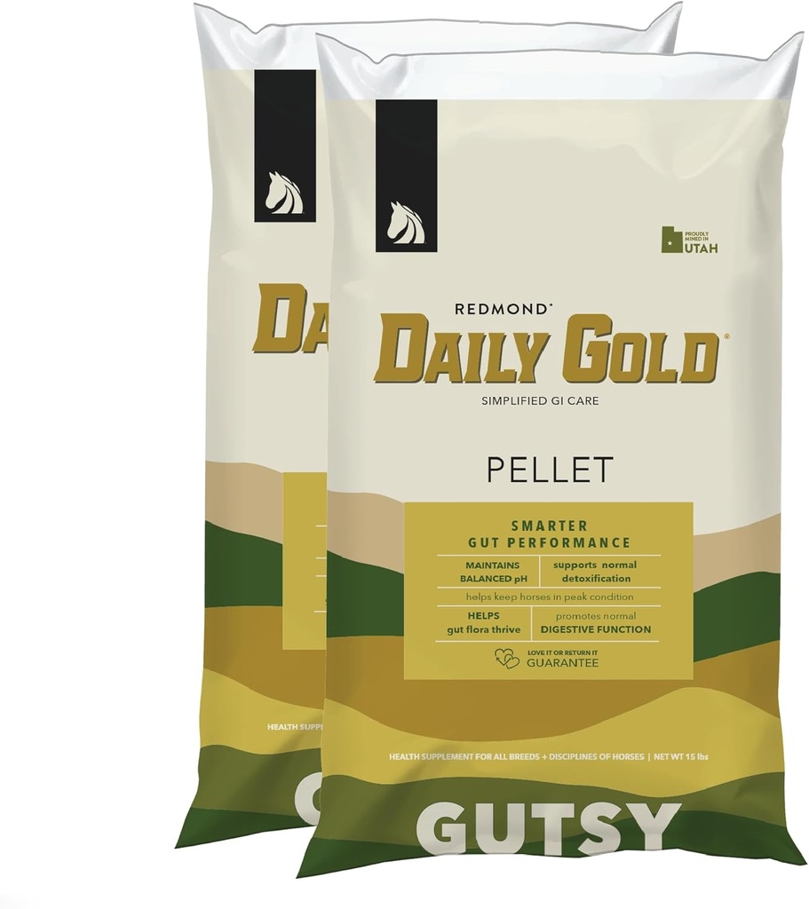 REDMOND Pellets d'or quotidiens anti-stress, argile de guérison naturelle pour les Ulcères gastriques chez les chevaux (2 pack)