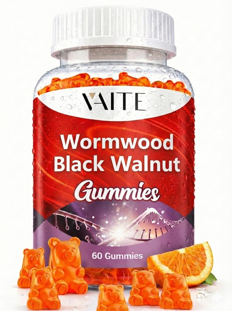 Black Walnut Wormwood Gummis - Kräuterergänzung mit Artemisia Annua Herb & Juglans nigra Hull für Verdauungs-Wellness & Natural Body Cleanse, Non-GMO & Gluten Free Supplements - 60 Gummy Chewables