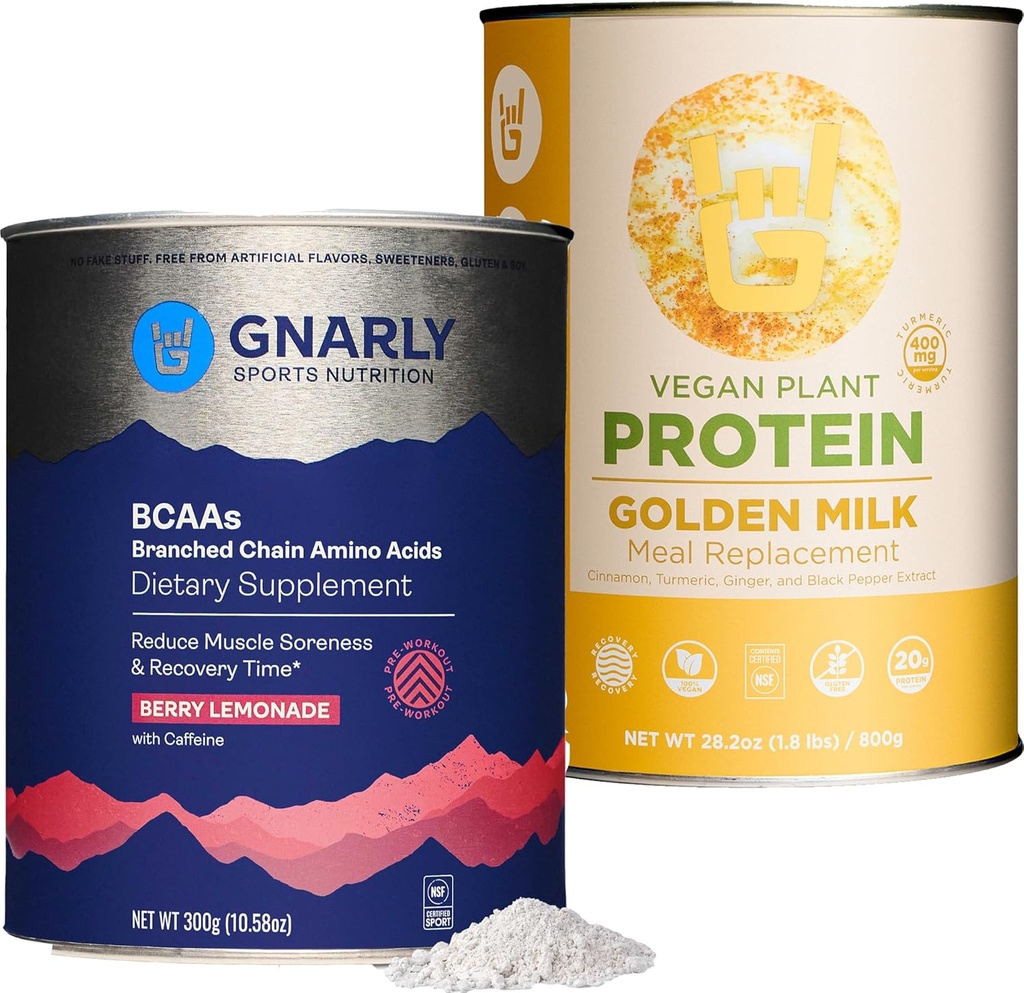 Gnarly Nutrition Golden Milk Vegan Protein Pulver BCAAs Berry Lemonade (10.58oz)