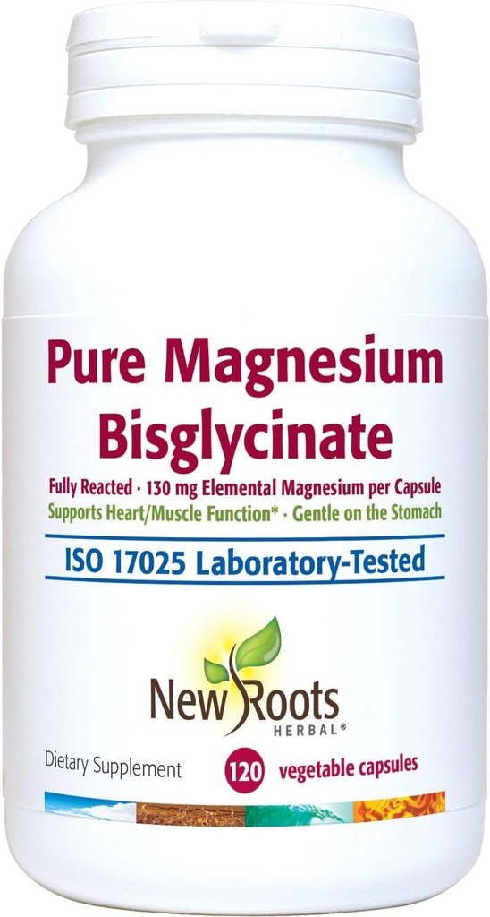 Supplément au bisglycinate de magnésium pur (130 mg) Exclusion du glycinate de magnésium amélioré, doux sur l'estomac, sans effet laxatif (120 capsules de vésicule) Exclusion