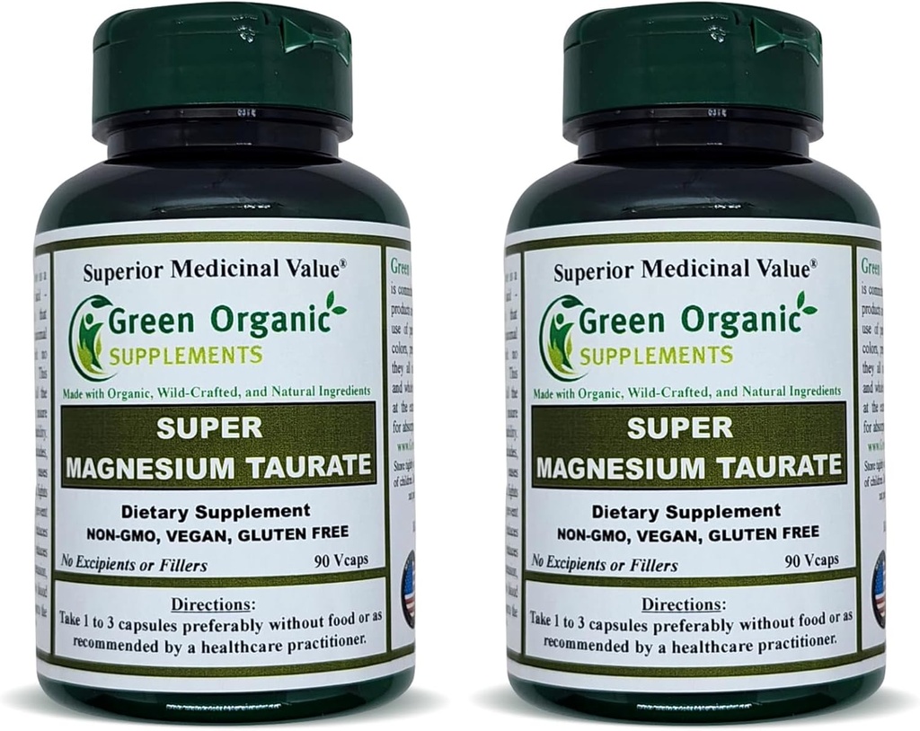 Magnesium Taurate, High Absorbable, 90 VCaps, Non-GMO, Vegan, & Glutenfrei, Hergestellt mit organischen, Wild-Crafted und natürlichen Zutaten (Pack von 2)