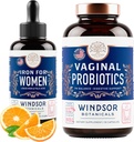 BOTANIQUES DE WINDSOR Probiotiques vaginaux et supplément en fer liquide Ensemble de soutien à la santé des femmes