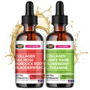 Collagen Mojo Liquid Collagen Peptide mit Sea Moss, Burdock Root & Bladderwrack + Liquid Collagen Peptide mit Lions Mane Mushroom, Elderberry & L-Theanine