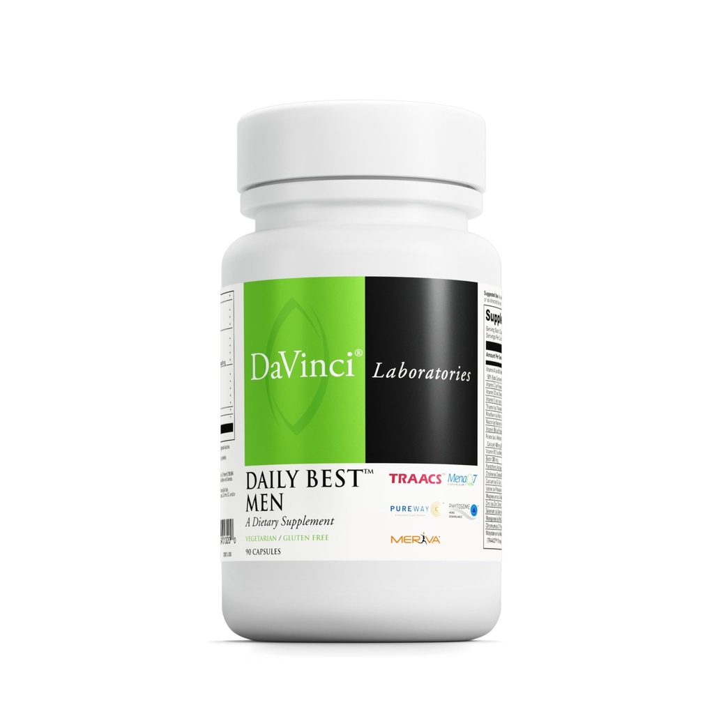 DAVINCI Labs - Meilleurs hommes au quotidien - Supplément alimentaire avec vitamine B6, vitamine B12 vitamine C, vitamine K2, et plus - Végétarien, sans gluten - 90 capsules