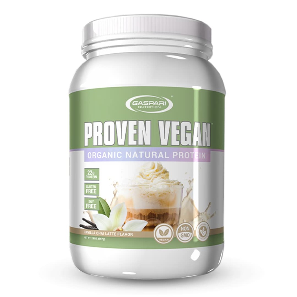 Gaspari Nutrition Proven Vegan Protein, Bio Natural Protein, Glutenfrei, Sojafrei, NON GMO (2lbs, Vanilla Chai Latte)