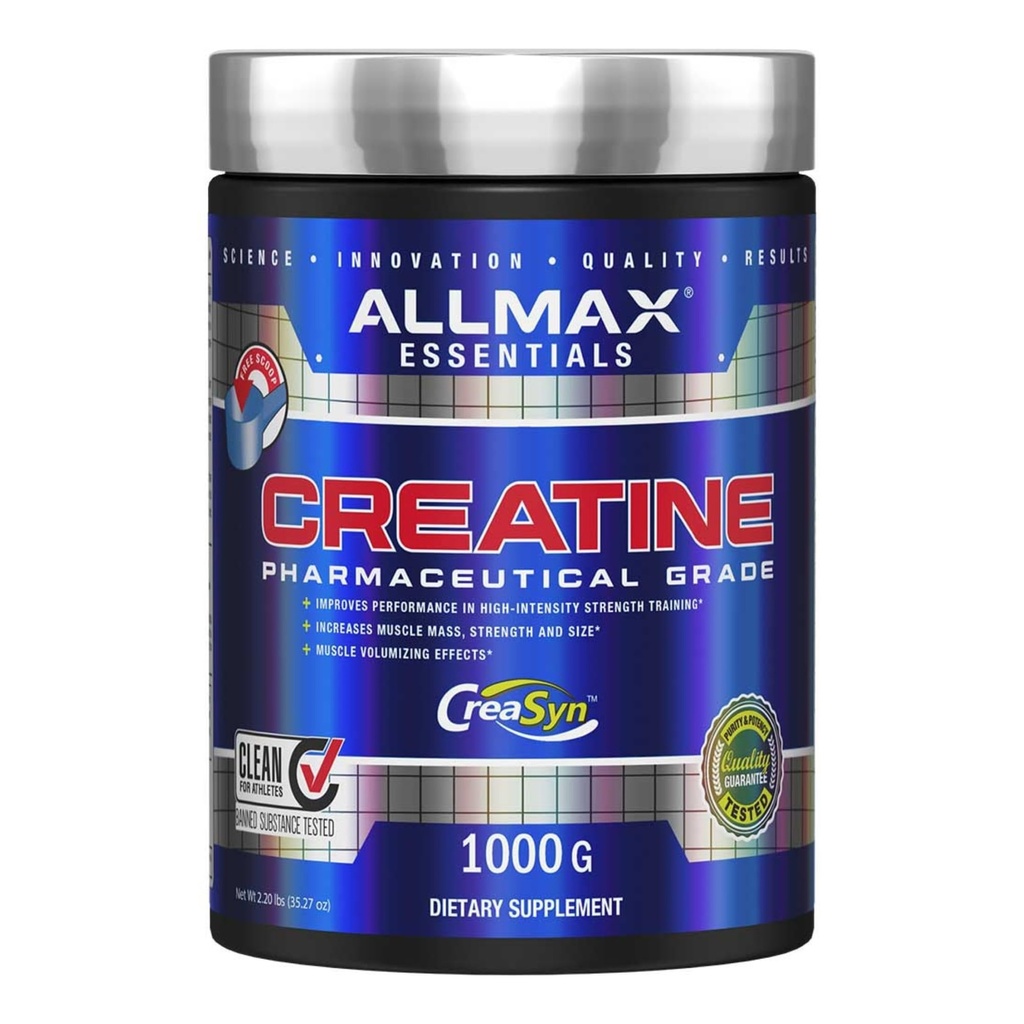 ALLMAX Essentials CREATINE - 1000 g Poudre - Améliore la performance et l'intensité d'entraînement - Vegan & Gluten Free - 200 portions
