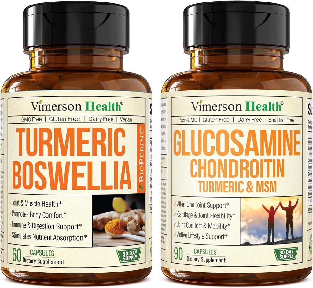 Kurkuma Ergänzung mit Boswellia Serrata Extrakt & Glucosamin Chondroitin MSM und Kurkuma Ergänzung