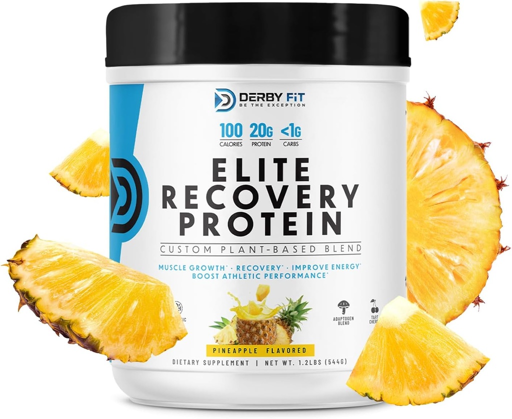 Derby Fit Elite Recovery Protein Clean, Low Carb Recovery Protein Pulver für Damen und Herren - Glutenfrei, Vegan, Dairy Free, Ananas Delight - 20 Portionen (Pack von 1)