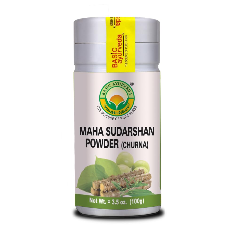 BASIC AYURVEDA Maha Sudarshan Pulver | 3.53 Oz (100g) | Organic & Natural Ayurvedic Supplement | Immunsystem Booster & Gesunde Verdauung
