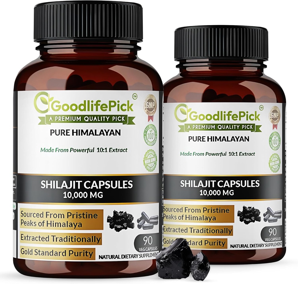 Premium Himalayan Shilajit Kapseln von Potent Shilajit Reich an Trace Mineral & Fulvic Säure Hohe Höhe Sourcing. Ausgewählt Traditionell AllNatural NonGMO Keine Stearate Keine Reis Mehl (Pack von 2)