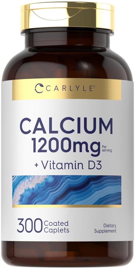 Carlyle Calcium 1200mg mit Vitamin D3 | 300 Caplets | Non-GMO, Glutenfrei und vegetarisch