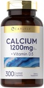 Carlyle Calcium 1200mg mit Vitamin D3 | 300 Kapseln | Nicht-GVO, glutenfrei und vegetarisches Supplement