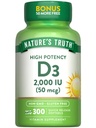 La vérité de la nature Vitamine D3 2000 UI , 300 Softgels , Formule de puissance élevée , Supplément sans OGM et sans gluten