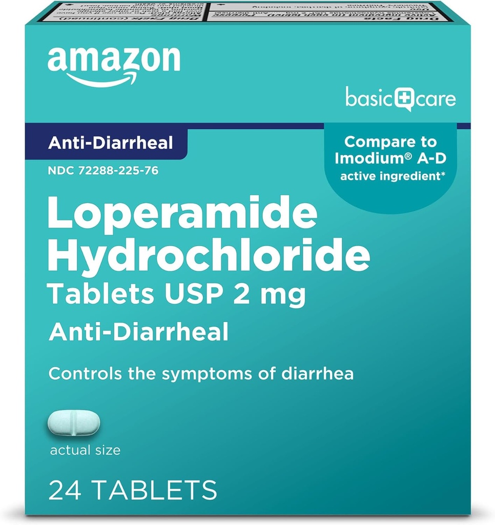 Amazon Basic Care Loperamid Hydrochlorid Tabletten, 2 mg, Anti-Diarrheal, 24 Count (Pack von 1) (Verpackung kann variieren)
