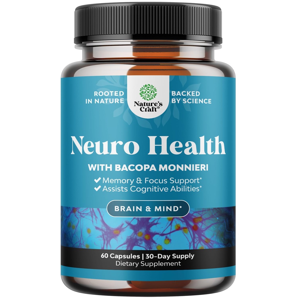 Nootropic Brain Supplement for Memory and Focus Support - Vitamine für mentale Unterstützung & Klarheit mit Bacopa Monnieri, VIT A, B6, Riboflavin, Niacin, Thiamin & Folat - Cognitive Complex - 60 Count