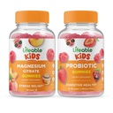 Citrate de magnésium vivace Enfants + Probiotique 2 milliards d'UFC Enfants, Gummies Bundle - Grande dégustation, supplément de vitamine, sans gluten, sans OGM, gummy à croquer