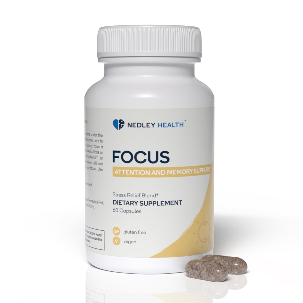 Fokus - Premium Cognitive Enhancement Supplement mit natürlichen Nootropics - Memophenol, Bacopa, & DMAE - 60 Veggie Kapseln (Focus)