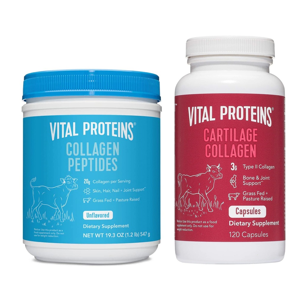 Vitalproteine Kollagenpeptide Pulver 19.3oz+ Collagen Pillen, Typ II