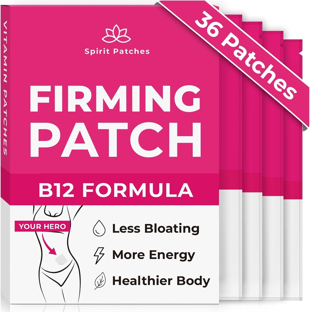 Firming B12 Patches (Pack mit 36) - 100% natürliche Vitamin-Patches für Damen, Energie & Körper-Unterstützung, Selbstklebende transparente Patches - Erweiterte Formel