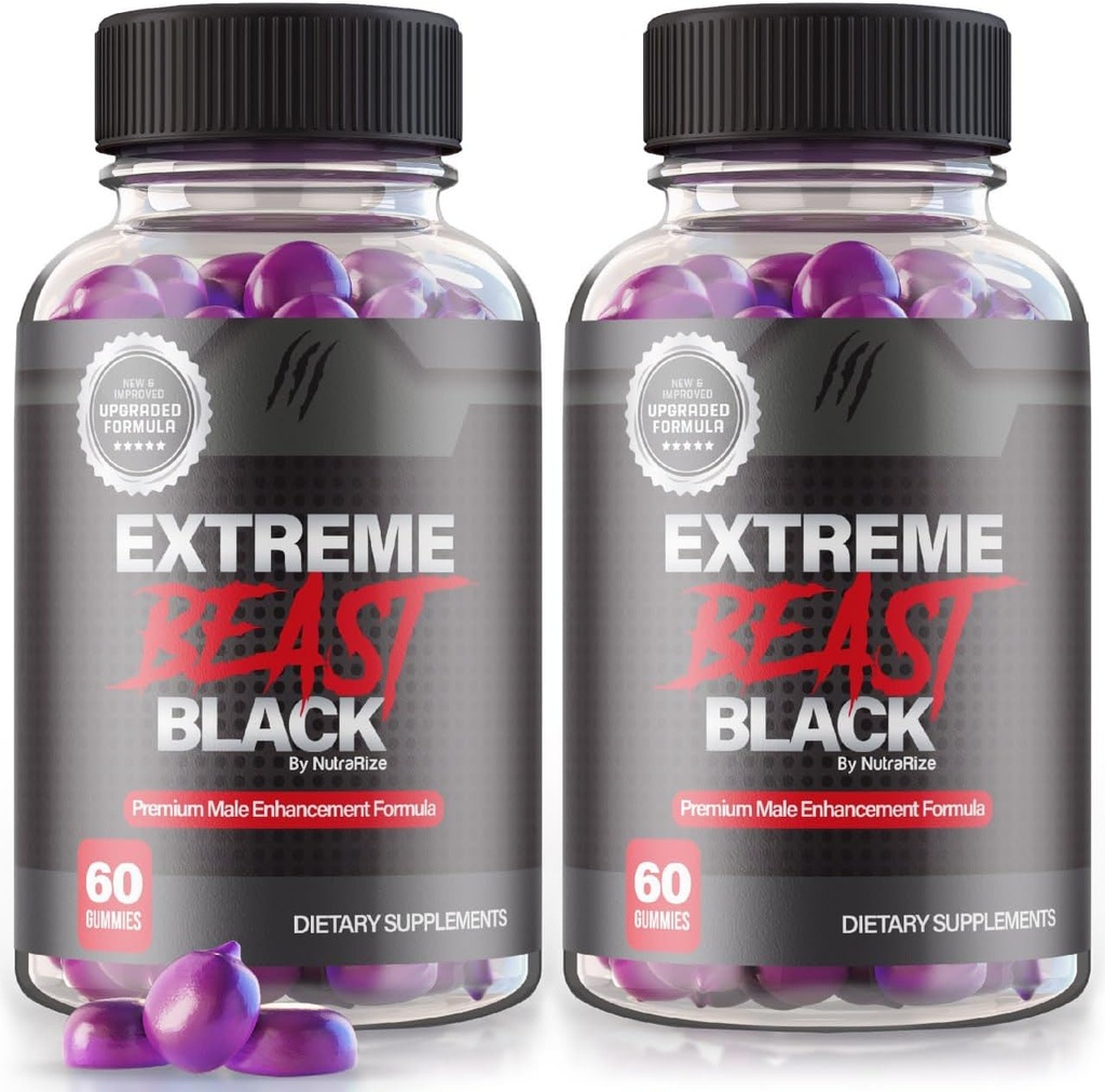 (2 Pack) Extreme Beast Black Gummies - Extreme Beast Black Supplement für Herren, Eine tägliche Formel für Peak Performance, Extreme Beast Black Premium Formulierung, ExtremeBeast Reviews (120 Gummi)