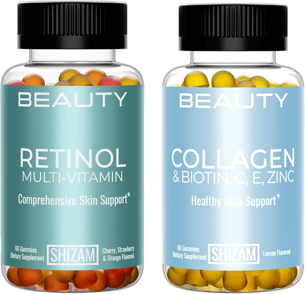 SHIZAM Rétinol Multivitamine & Collagène avec Gommies Biotin en Combo