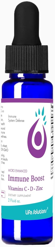 Life Solutions Liquid Immune Booster - Immununterstützungsergänzung mit Vitamin C und Zink mit VIT d3 Erwachsene - Immununterstützung und Immun Booster für Erwachsene - 2 fl oz Dropper