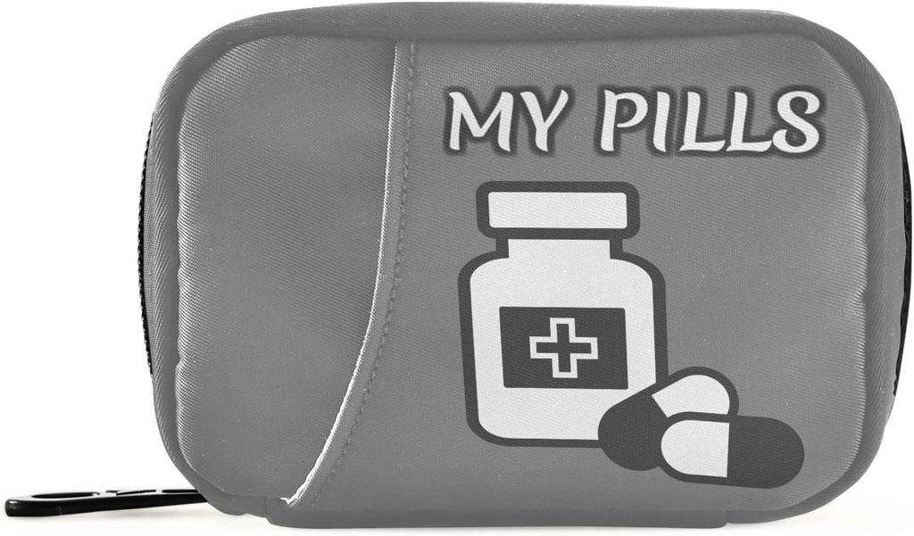 Pill Organizer Medicine Pill Box 7 Day Pill Case Sac de voyage Pill Organizer Bag avec zipper Portable Weekly Case Taille compacte pour le support de supplément de vitamine