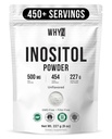 Poudre de Myo-Inositol 8oz, supplément naturel de Myo Inositol pour le soutien ovarien, la fertilité et l'équilibre hormonal, poudre d'inositol pur, supplément de Myo-Inositol pour l'énergie, santé du cerveau, 454 portions